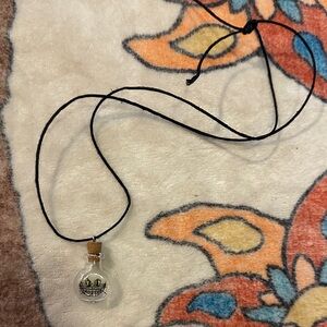 Handmade Black Cord Necklace with Unique Glass Pendant